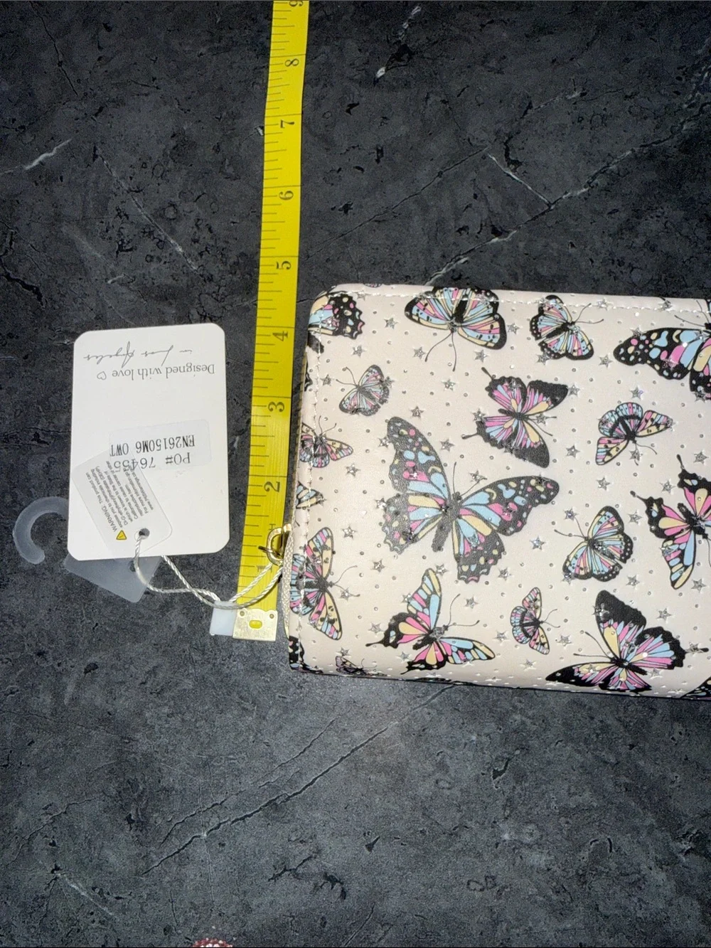 Butterfly Print Zip-Around Wallet - Pink Cream